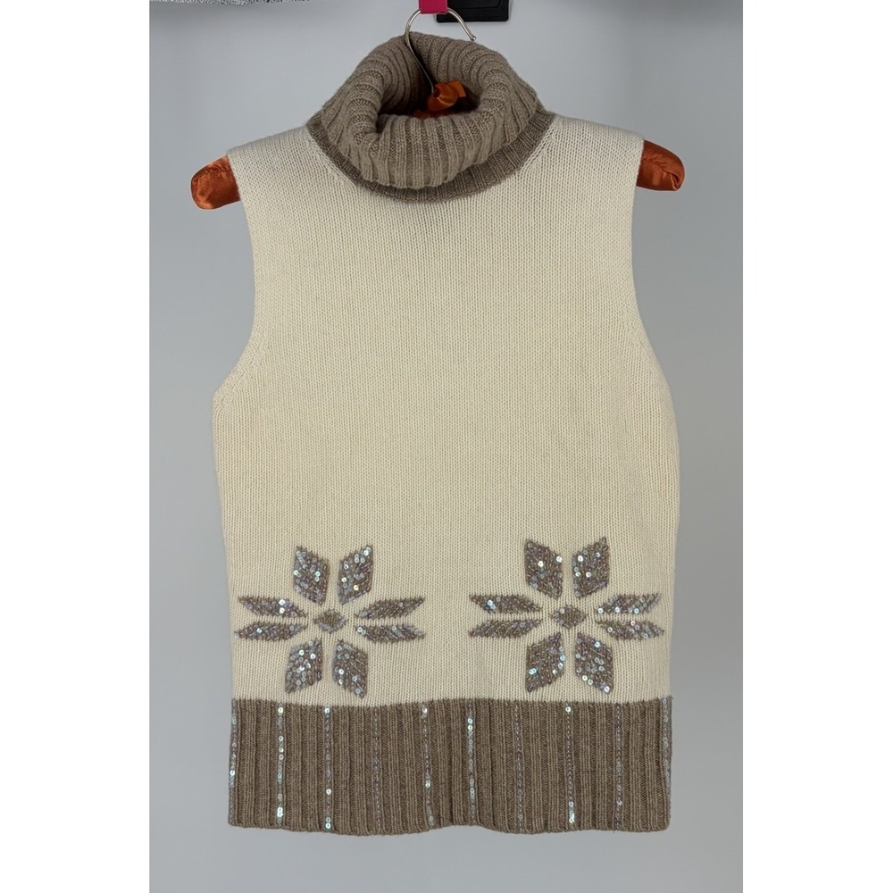 The Limited Y2K Wool Cashmere Angora Sweater Vest‎ Turtleneck Sequin M VTG
